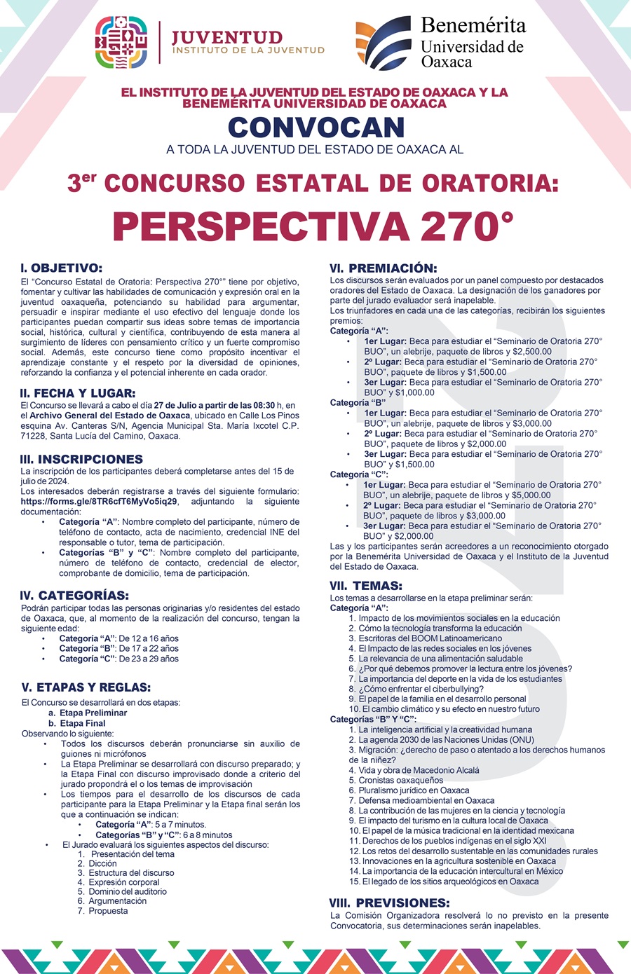 Convocan a jóvenes al 3er Concurso Estatal de Oratoria Perspectiva 270°