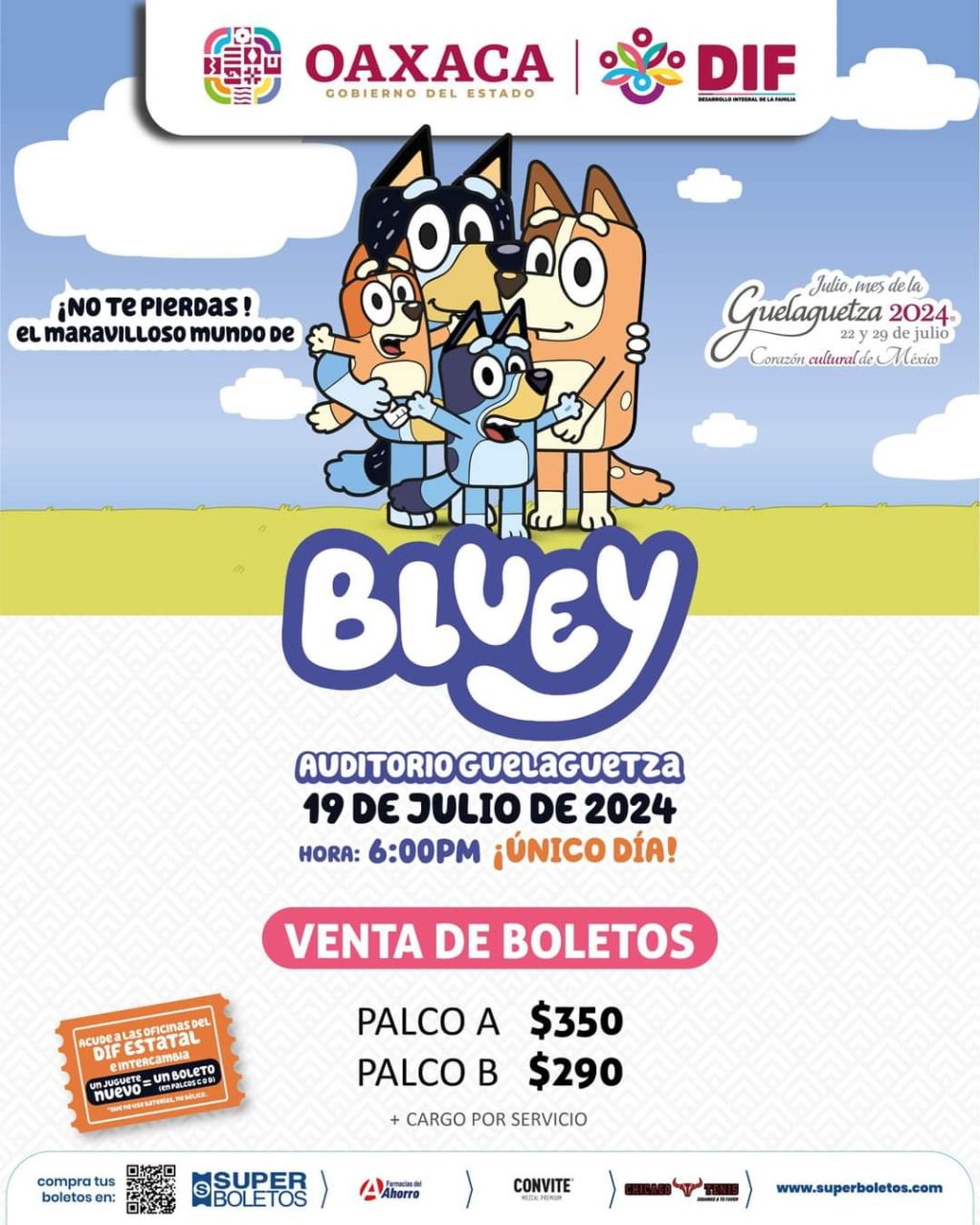Reiteran invitación para asistir al espectáculo de Bluey ¡Show en vivo!