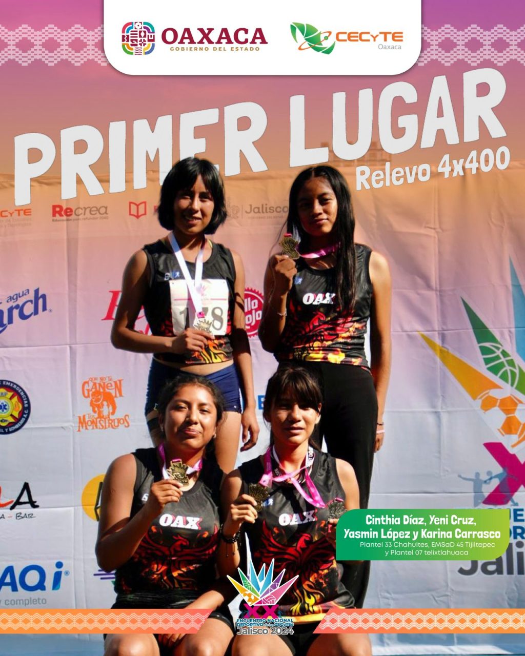 Oaxaca brilla en el XX Encuentro Nacional Deportivo de los CECyTEs 2024-1