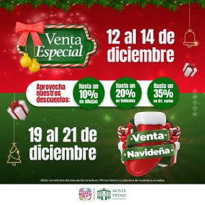 Anuncia Monte de Piedad ventas con descuentos durante diciembre