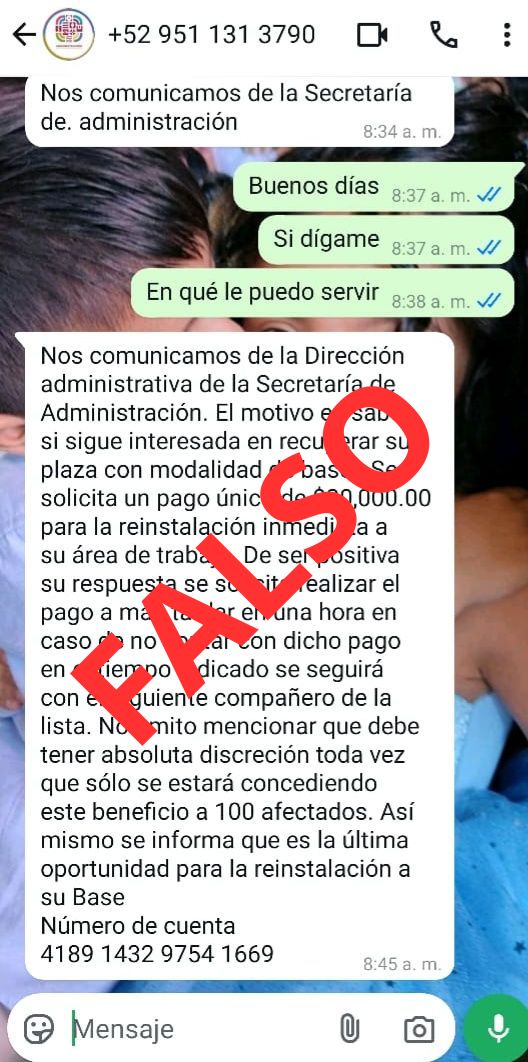 Desmiente Secretaría de Administración cobros relacionados con reinstalación de bases 1