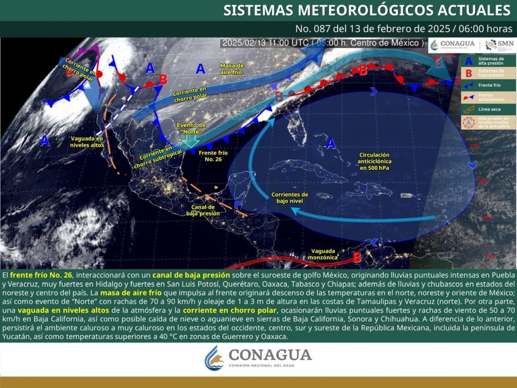Frente frío número 26 reactivará sistema invernal en Oaxaca