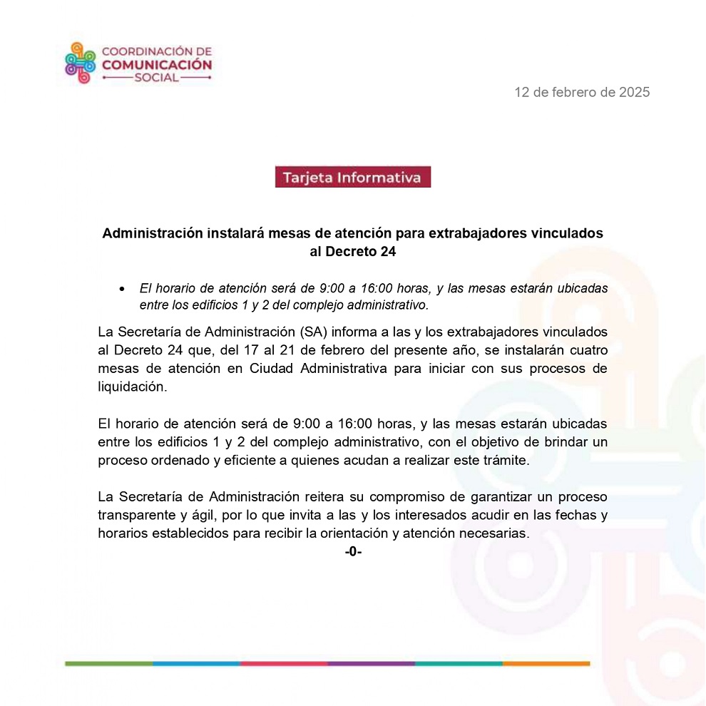 TI- Administración instalará mesas de atención para extrabajadores vinculados al Decreto 24_