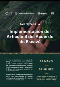 Invita Secretaría de Medio Ambiente a taller para implementación del Artículo 9 del Acuerdo de Escazú