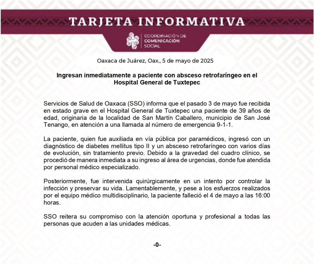 TI 5 MAY-Ingresan inmediatamente a paciente con absceso retrofaríngeo en el Hospital General de Tuxtepec_page-0001 (1)