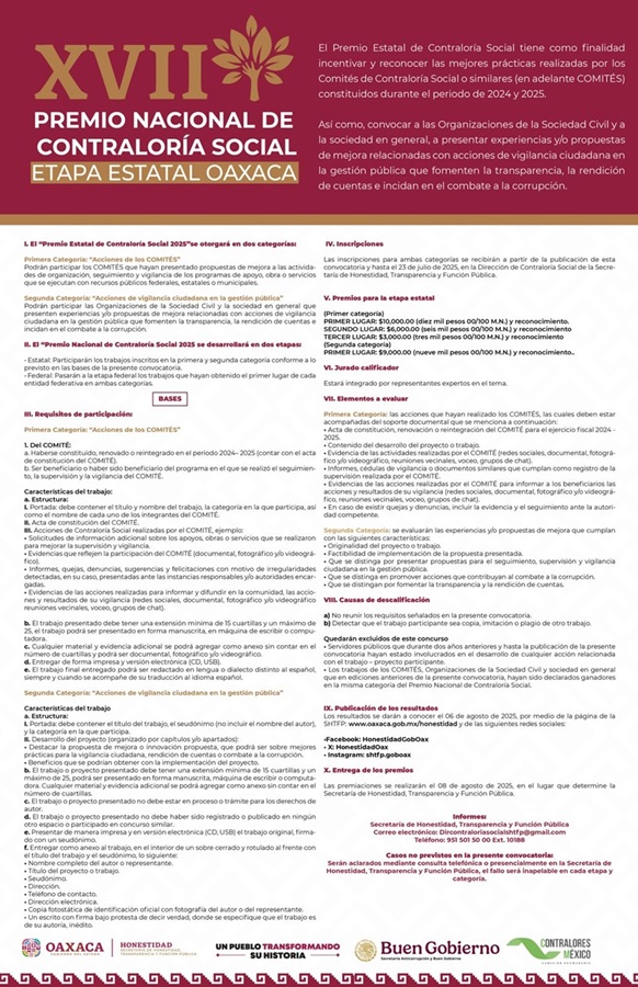 CONVOCATORIA PREMIO NACIONAL CONTRALORÍA SOCIAL
