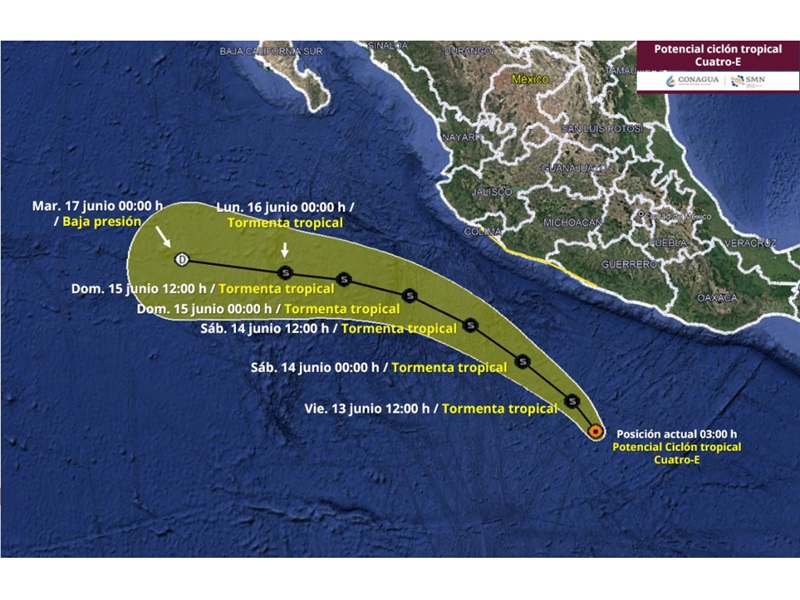 Emite Protección Civil recomendaciones por potencial ciclón tropical Cuatro - E