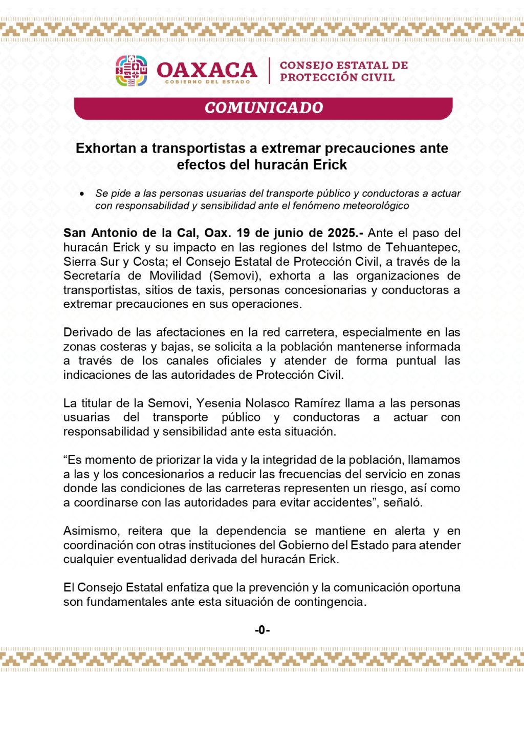 Exhortan a transportistas a extremar precauciones ante huracán Erick_page-0001