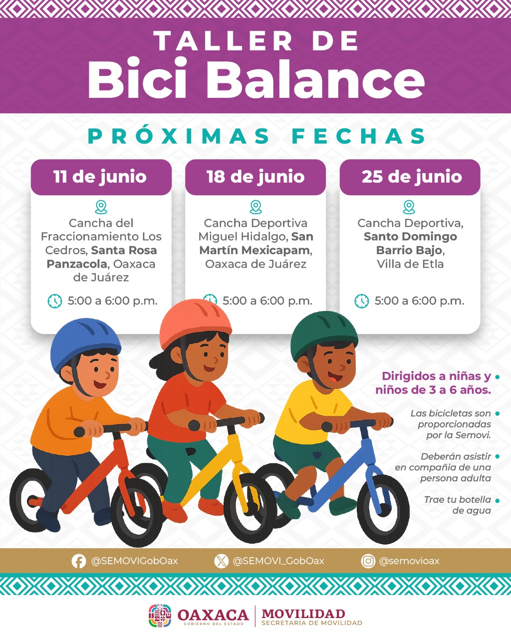 Impulsa Semovi actividades del taller Bici Balance dirigidas a niñas y niños