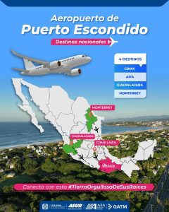 Se refuerza la conectividad de Puerto Escondido con 4 vuelos nacionales y 1 internacional Sectur Oaxaca 1