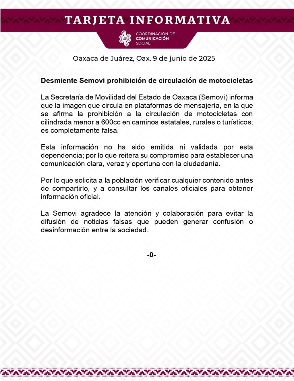 TI- 9 JUN - Desmiente Semovi prohibición de circulación de motocicletas_page-0001