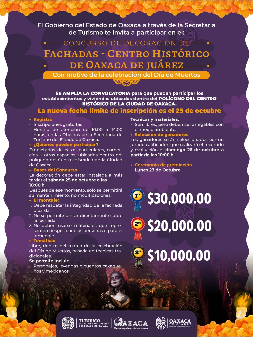 Este 25 de octubre cierra la convocatoria para el Concurso de Decoración de Fachadas Sectur Oaxaca