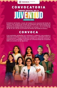 Lanza Gobierno de Oaxaca convocatoria del Premio Estatal de la Juventud 2025