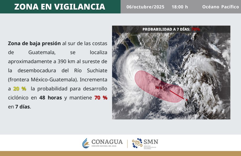 Se esperan lluvias torrenciales en Oaxaca debido a sistema de baja presión, Protección Civil recomienda a población estar atenta a efec