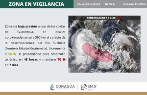 Se esperan lluvias torrenciales en Oaxaca debido a sistema de baja presión, Protección Civil recomienda a población estar atenta a efec