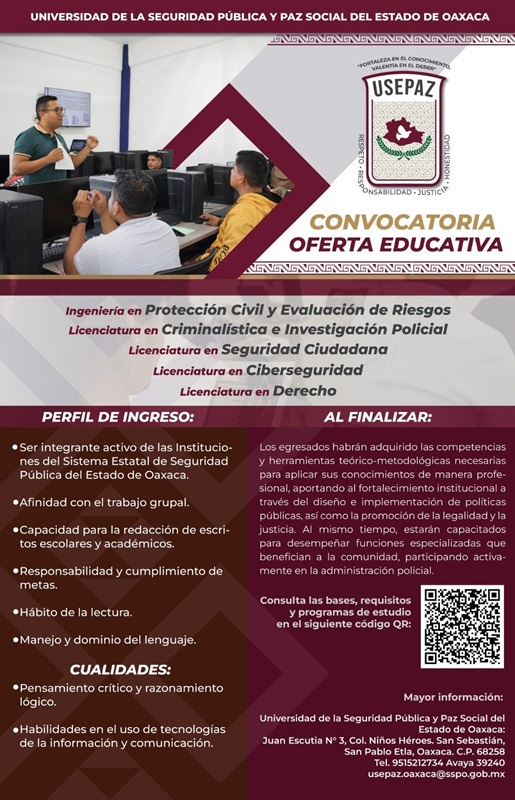 Lanza Usepaz convocatoria educativa dirigida al personal activo de las instituciones de seguridad pública