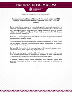 TI 29 ENE-Opera con normalidad Hospital General Doctor Aurelio Valdivieso IMSS-Bienestar, dispone de insumos para garantizar el acceso a todos los servicios_page-0001
